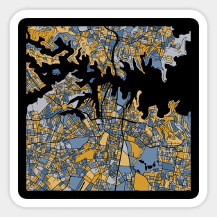 Sydney Map Pattern in Blue & Gold Sticker